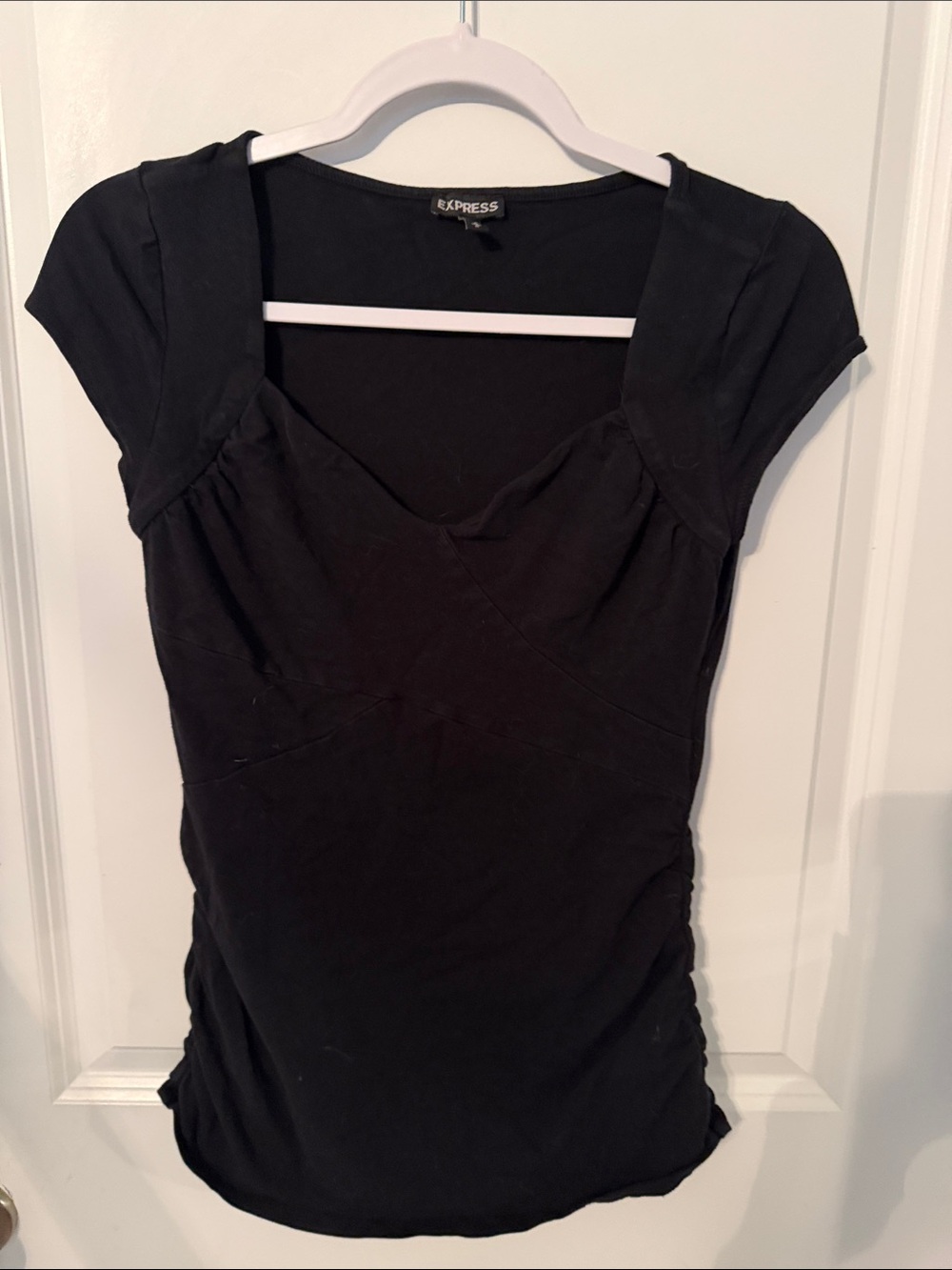Express Black Cap Sleeve Sweetheart Neck Tee